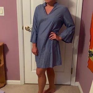 Express- medium white and blue pinstripe dress